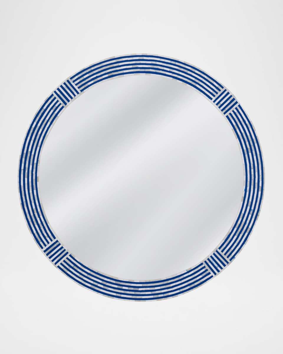 Blue Resin & Bone Wall Mirror, 40" Round